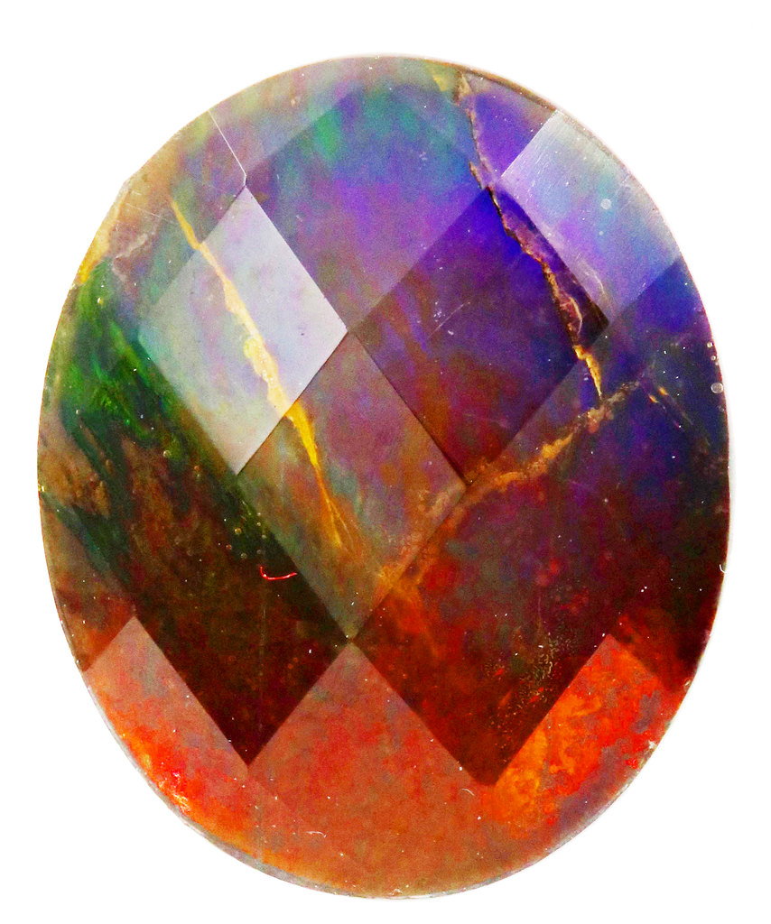 Oval Shape 10x8 Faceted Cut Ammolite Gem