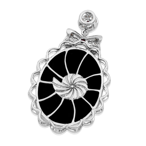 Ammolite Oval Shape Pendant with Diamond and Gemstone Accent