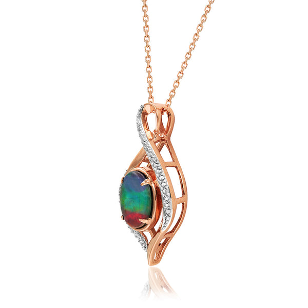 Ammolite Oval Shape Infinity Pendant with Illusion Accent Frame