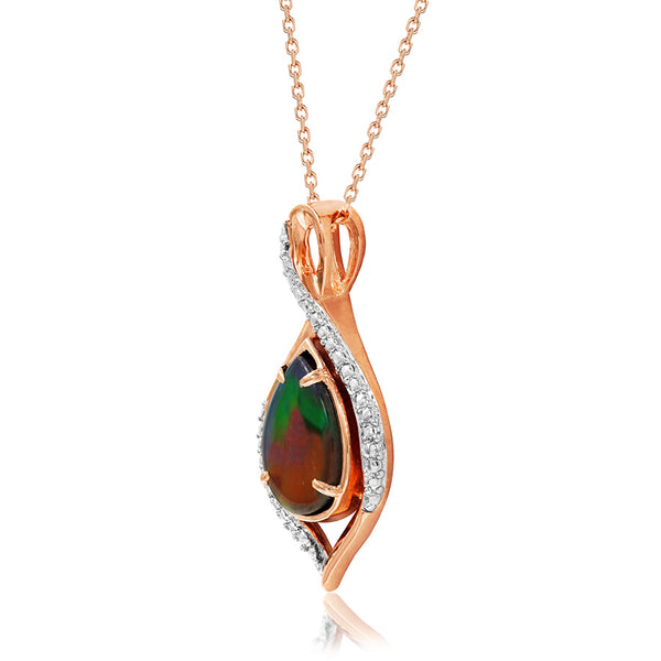 Ammolite Pear Shape Infinity Pendant with Illusion Frame