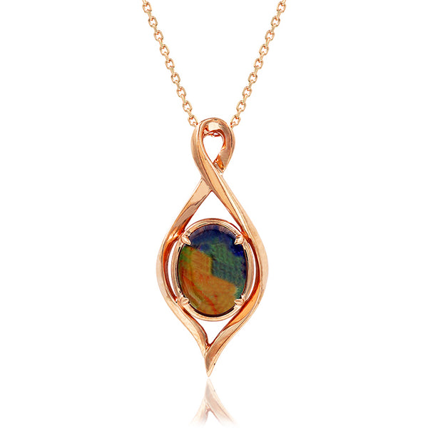 Ammolite Oval Shape Infinity Pendant