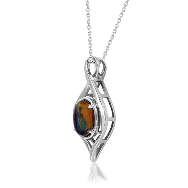 Ammolite Oval Shape Infinity Pendant