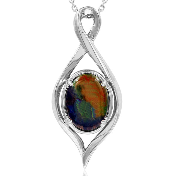 Ammolite Oval Shape Infinity Pendant