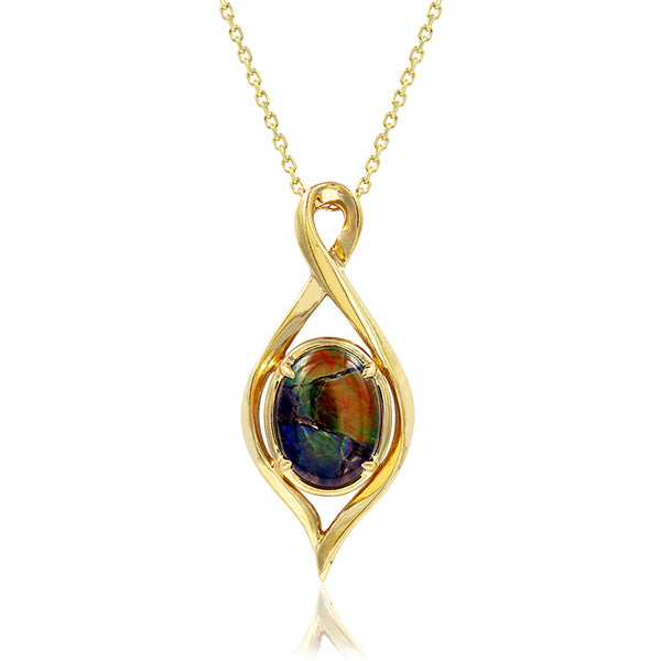 Ammolite Oval Shape Infinity Pendant