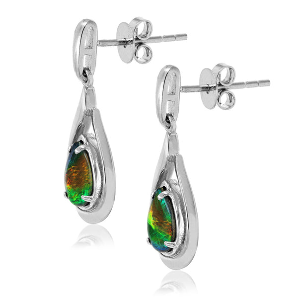 Ammolite Pear Cut Teardrop Earrings