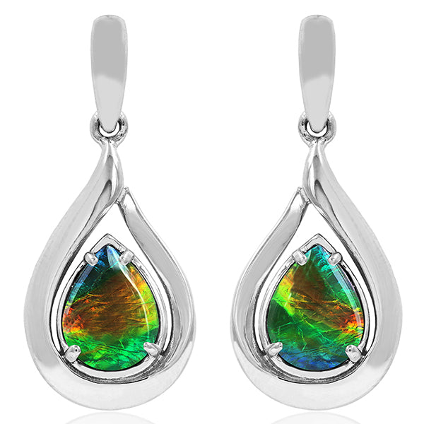 Ammolite Pear Cut Teardrop Earrings