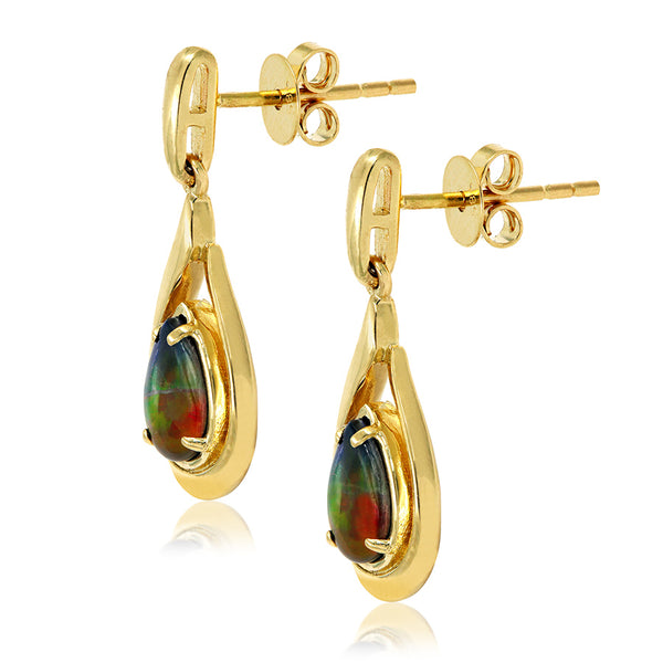 Ammolite Pear Cut Teardrop Earrings