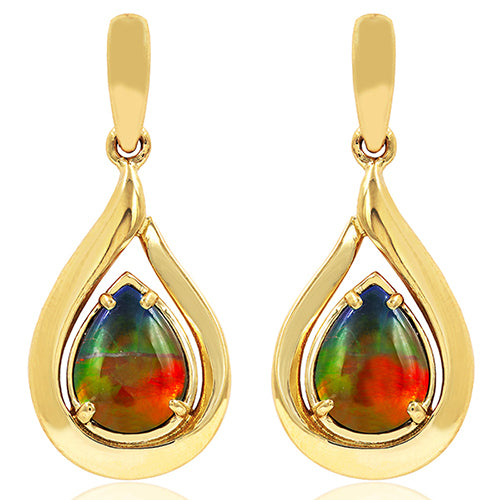 Ammolite Pear Cut Teardrop Earrings