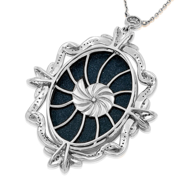Ammolite Oval Shape Vintage Pendant with Diamond Accent