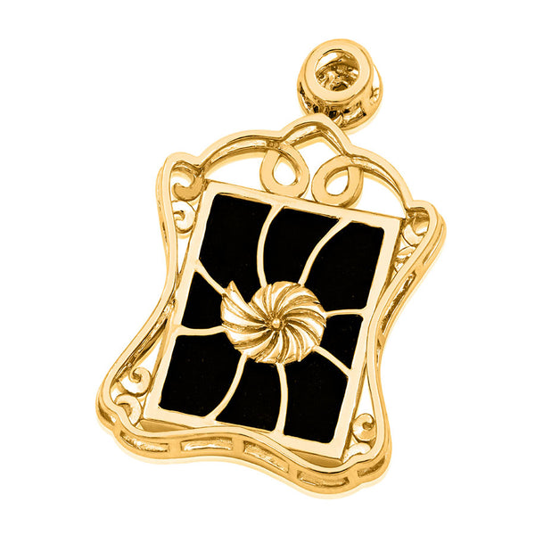 Ammolite Square Shape Vintage Pendant with Diamond Accent