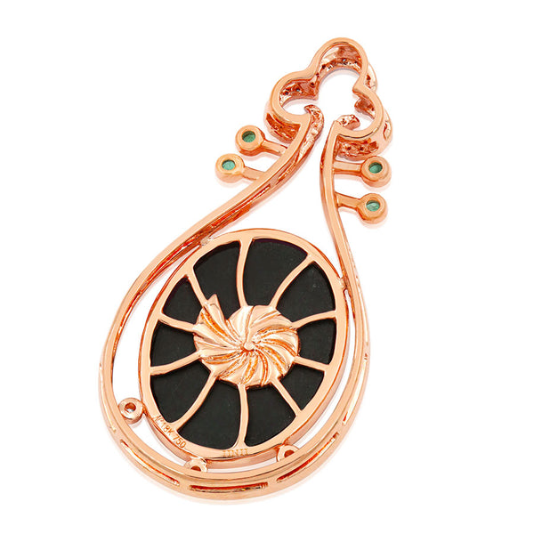 Ammolite Oval Shape Pendant with Diamond and Gemstone Accent
