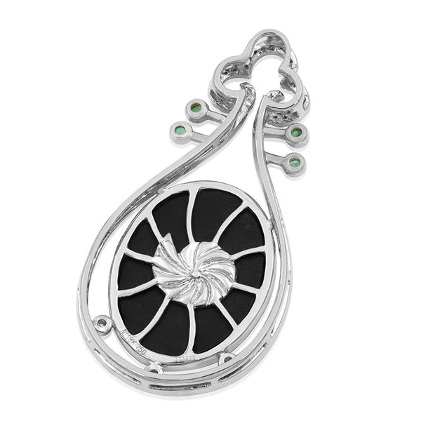 Ammolite Oval Shape Pendant with Diamond and Gemstone Accent