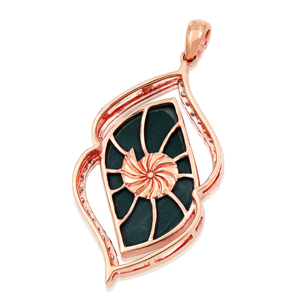 Ammolite Leaf Pendant with Diamond Accent