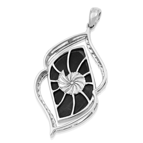 Ammolite Leaf Pendant with Diamond Accent